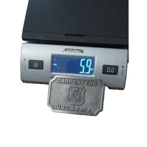 Carpenters Union Belt Buckle UBC & J of A AFL-CIO LO-888 Vtg Hit Line   5.9‎ oz.